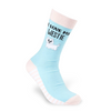 I Love My Westie novelty socks light blue front view with dog design
