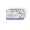 Ylang ylang sandalwood medium hold moustache wax in slimline tin on white background