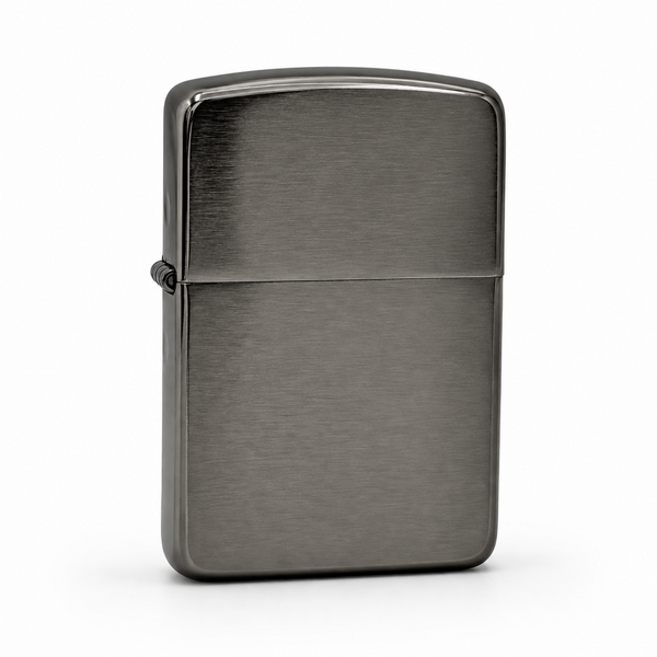 Zippo Black Ice 1941 Replica windproof lighter with classic vintage case design on a white background