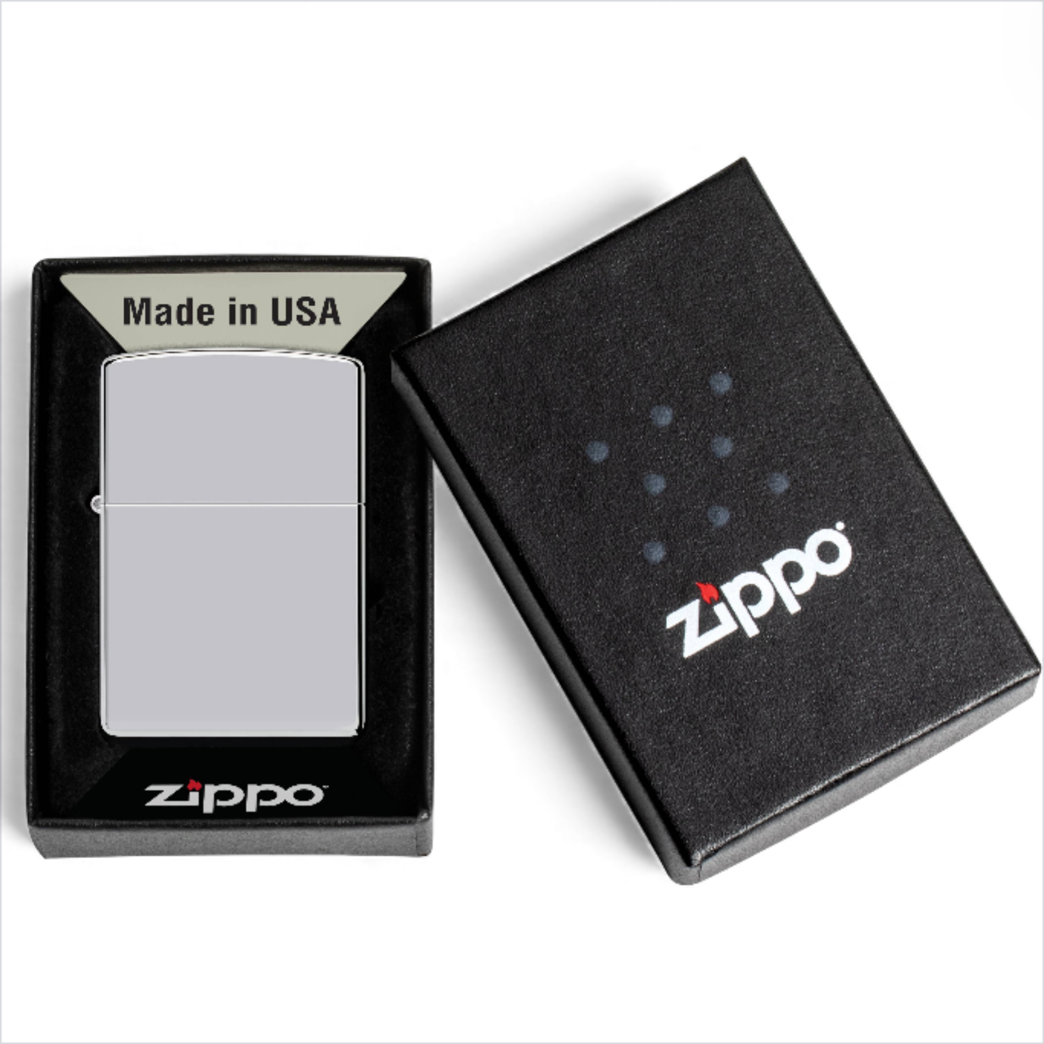 Zippo 250 high polish chrome lighter in official Zippo gift box