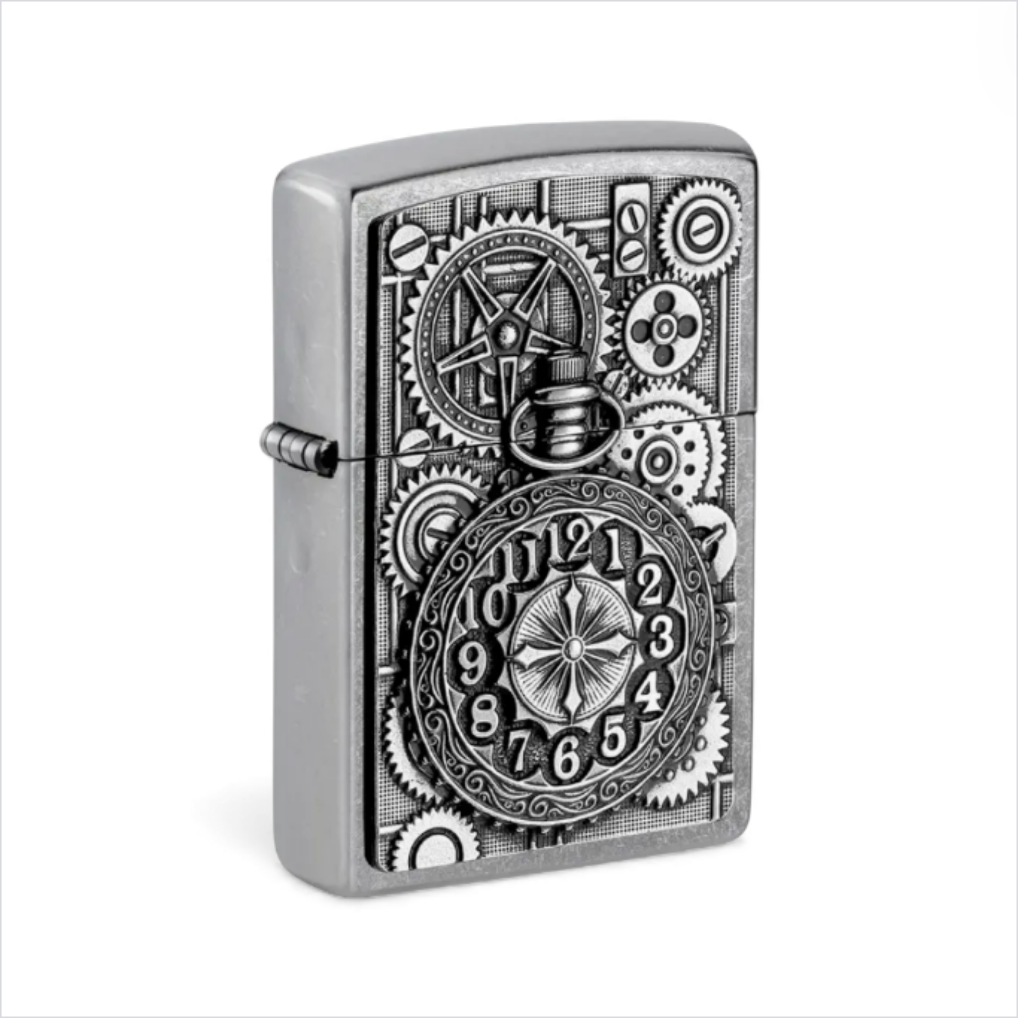 Zippo 250 high polish chrome windproof lighter with pocket watch emblem design