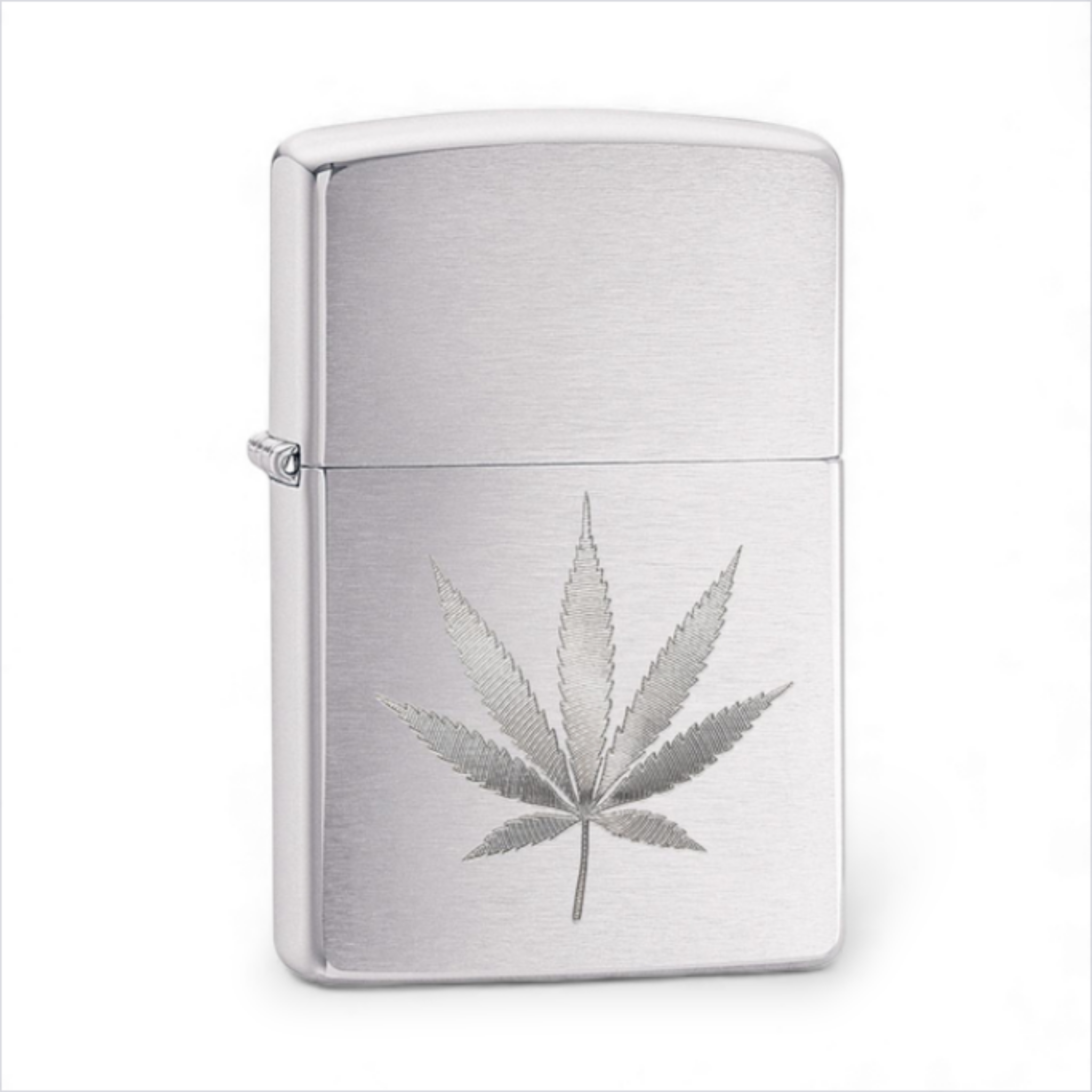 Zippo 29587 brushed chrome windproof lighter with engraved leaf design