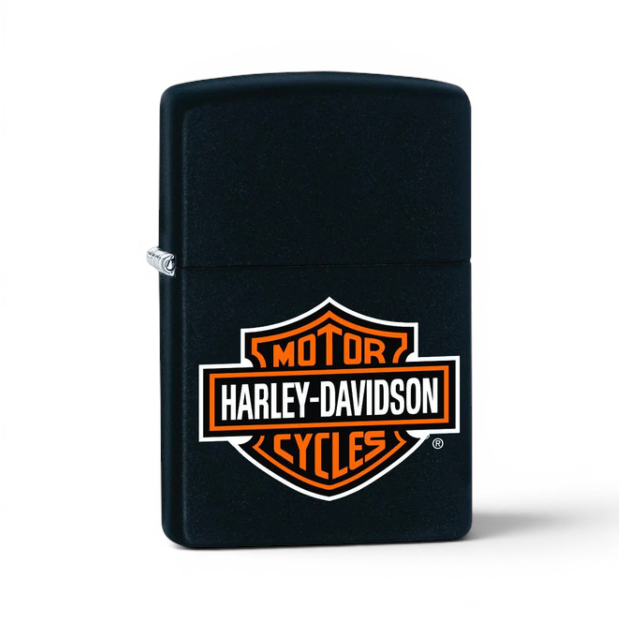 Zippo Harley-Davidson Classic Logo Black Matte windproof lighter featuring the iconic Bar and Shield emblem.