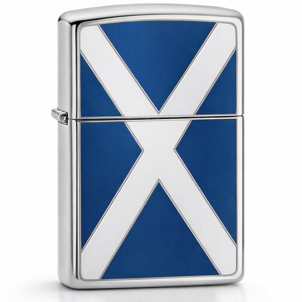 Zippo Scottish Saltire flag windproof lighter with blue and white emblem design
