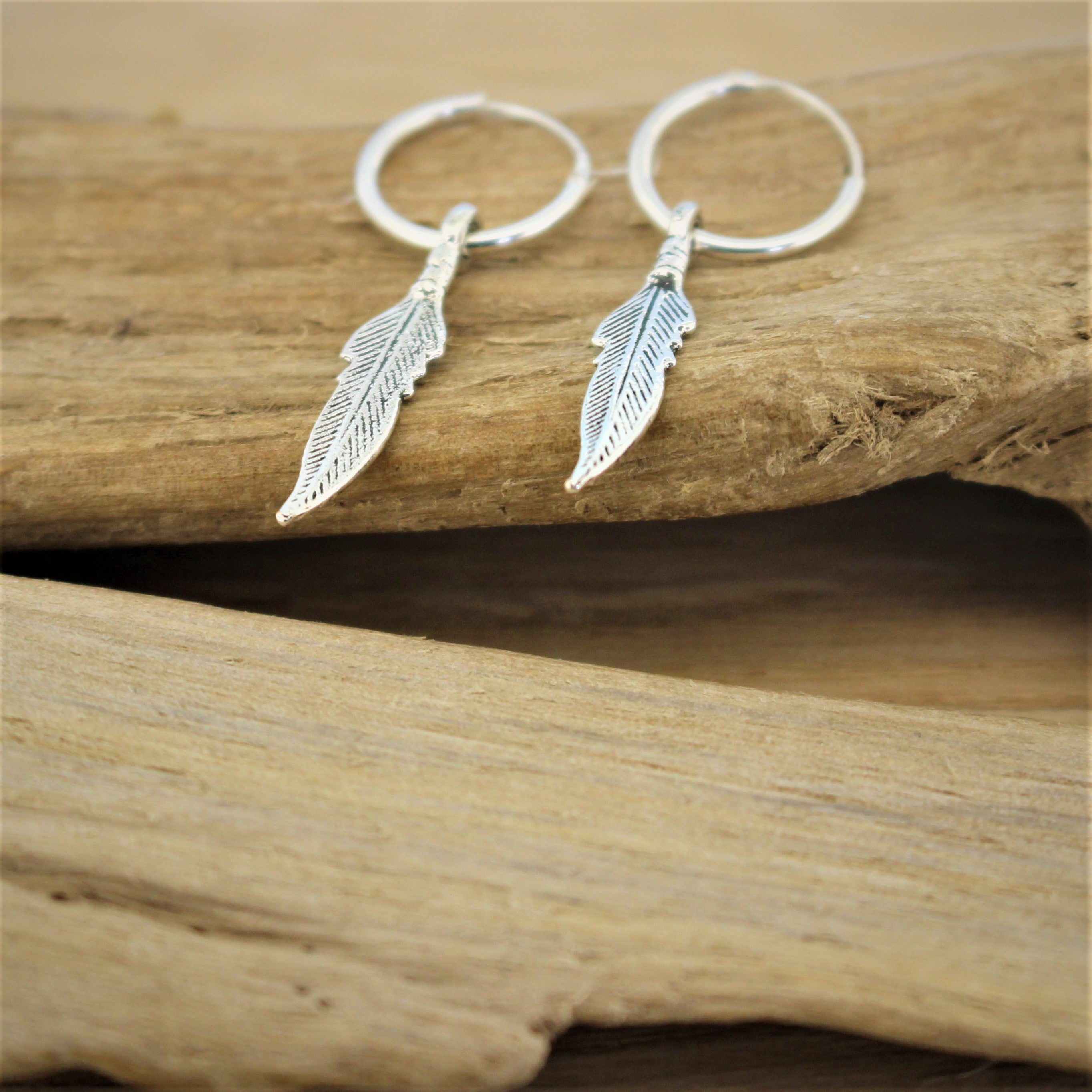Feather Hoop Earrings