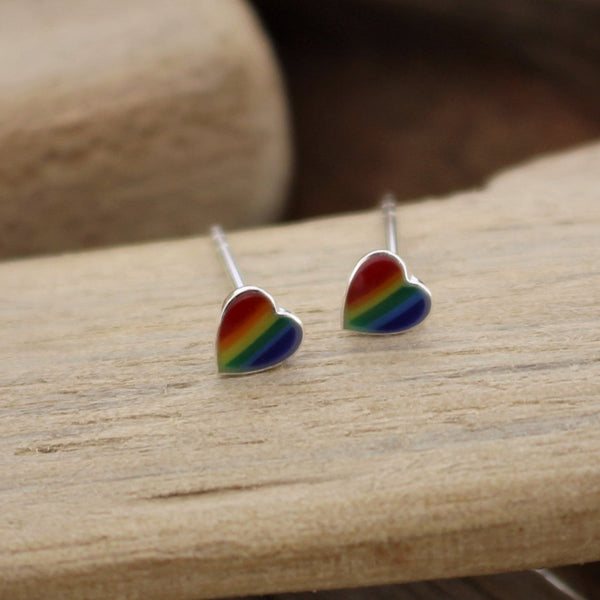 Rainbow Hearts Stud Earrings