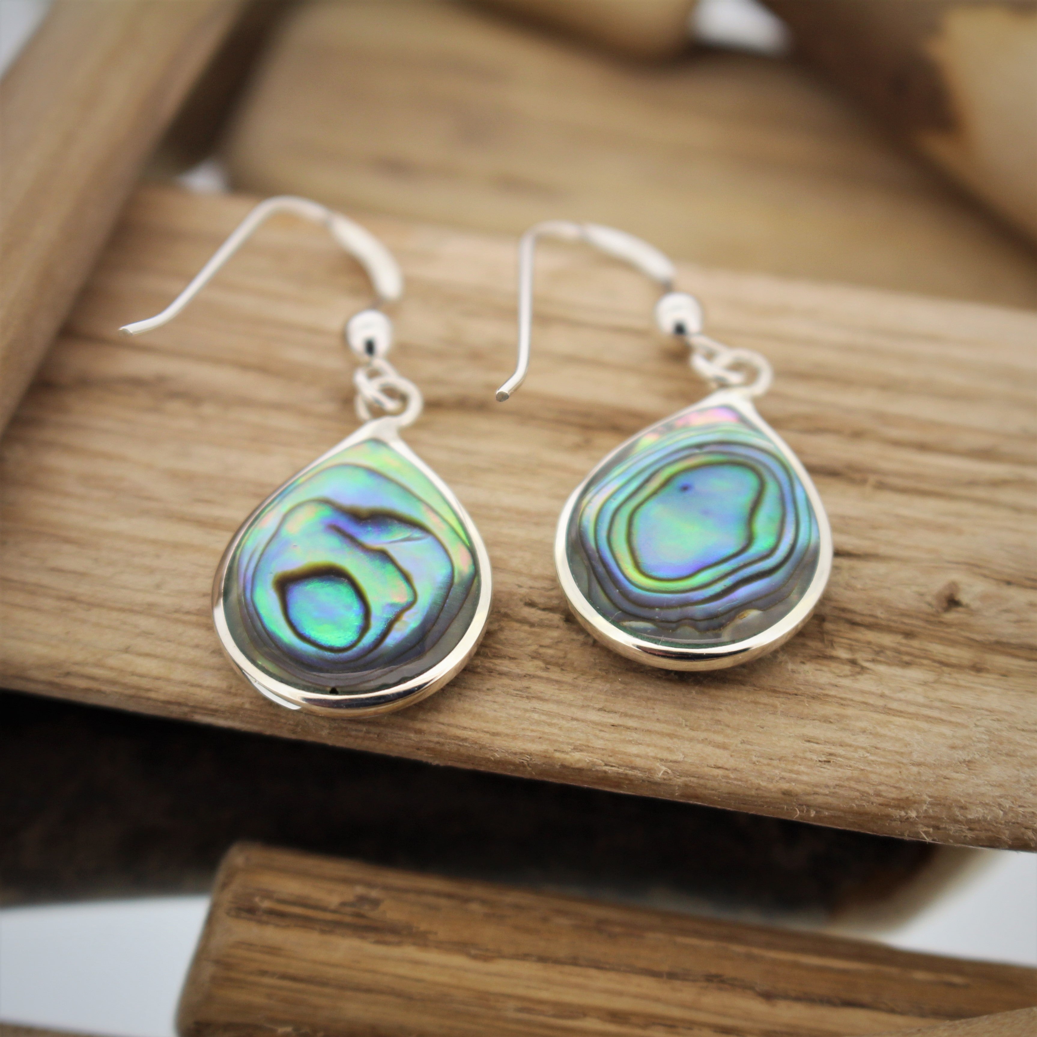 Abalone Pear Drop Earrings