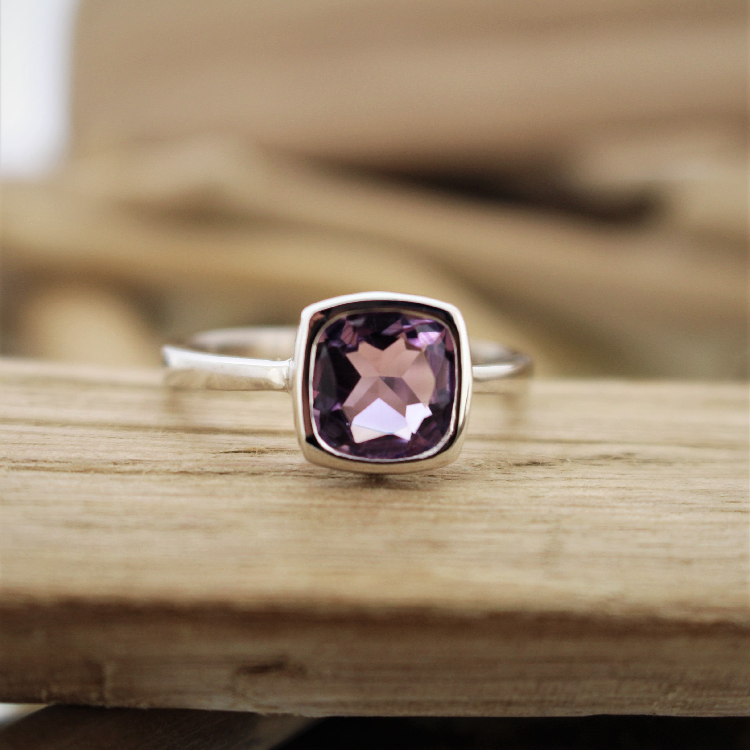 Sterling Silver Amethyst Solitaire Ring