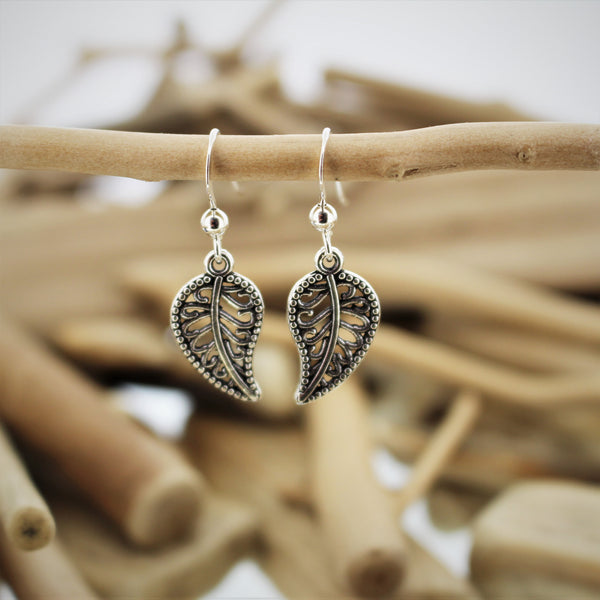 Silver Leaf Hook Earrings