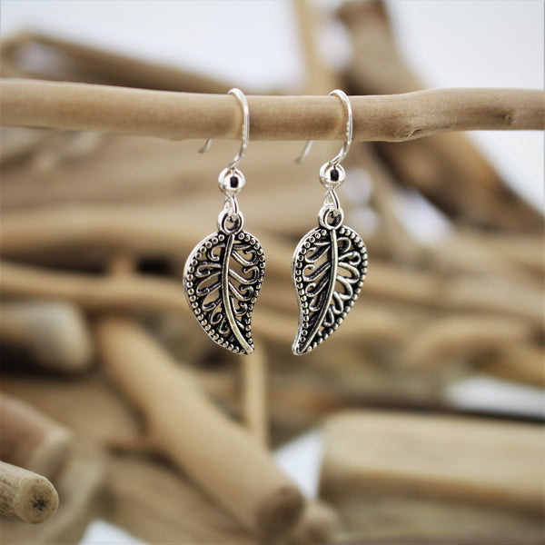 Silver Leaf Hook Earrings