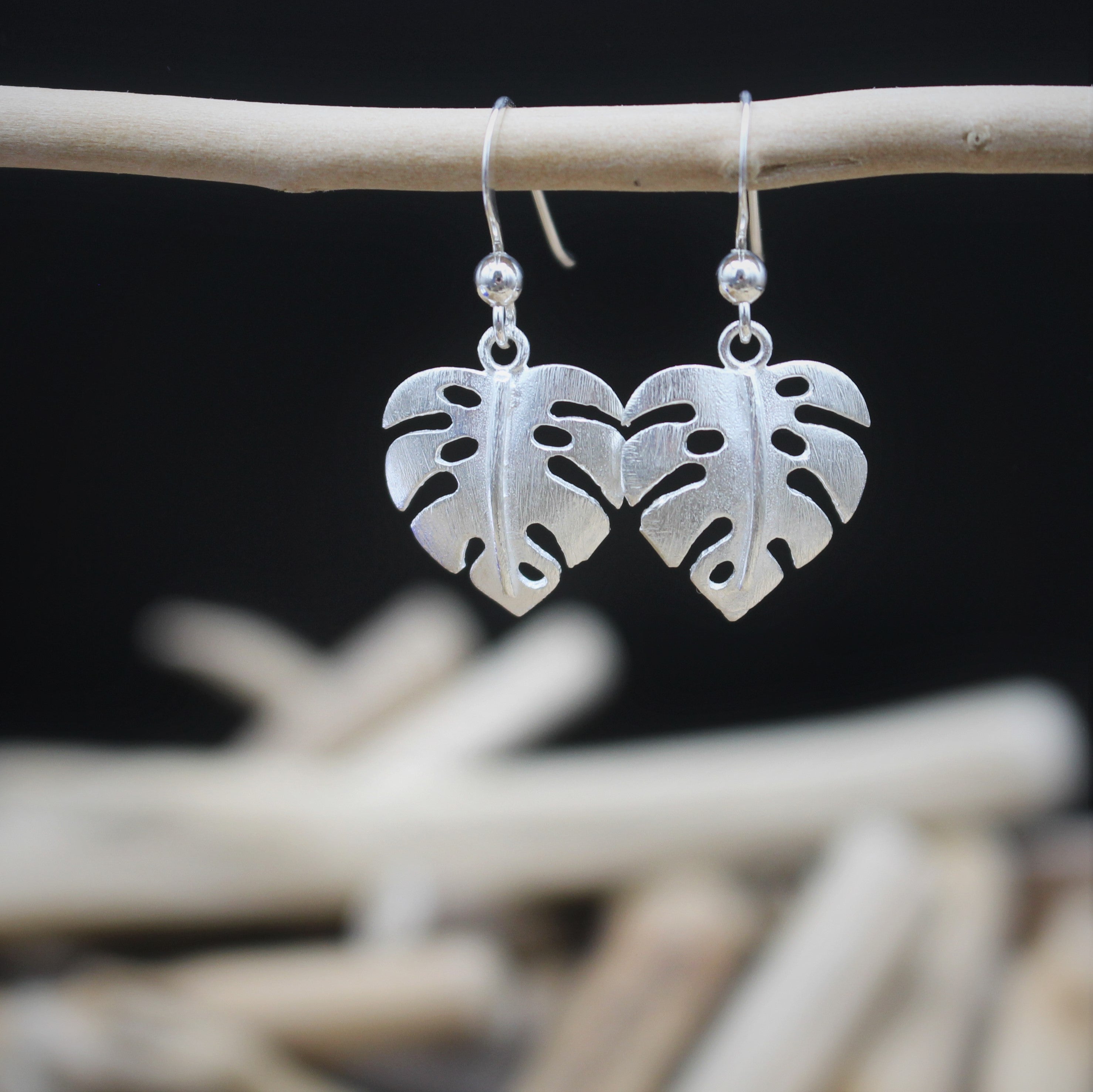 Matt Leaf Hook Earrings