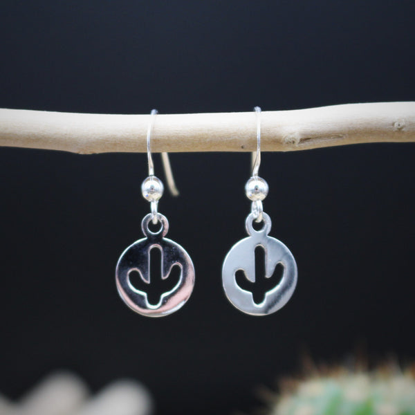 Silver Cactus Hook Earrings