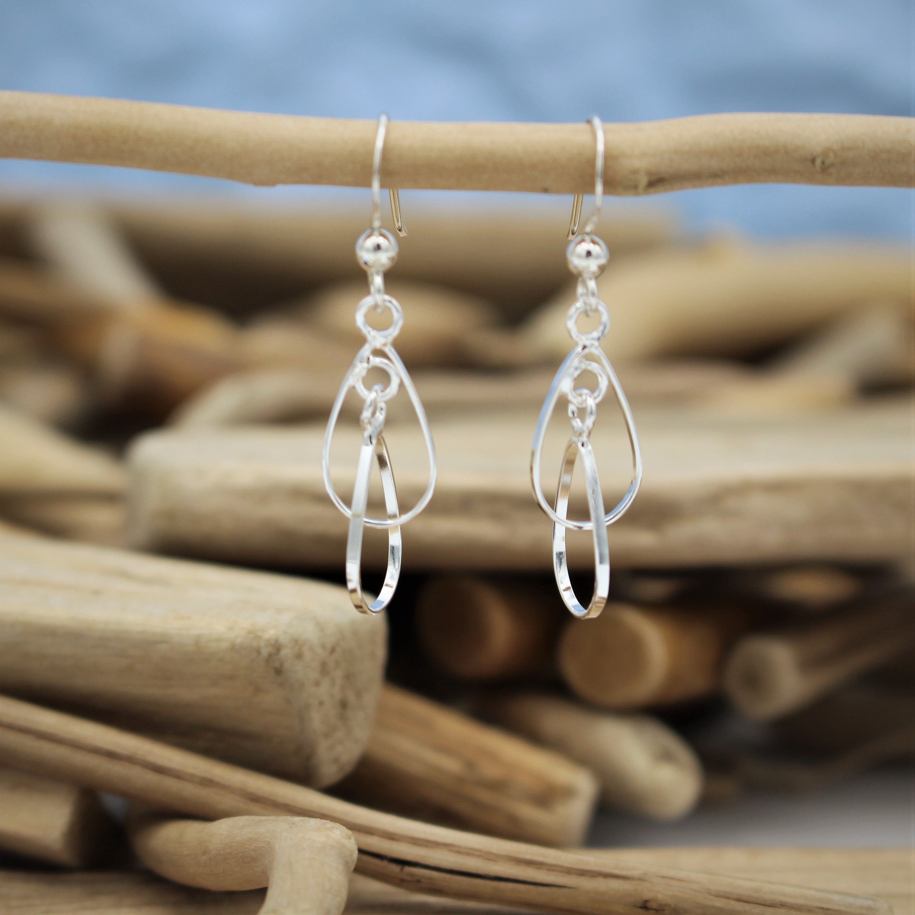 Silver Teardrop Hook Earrings