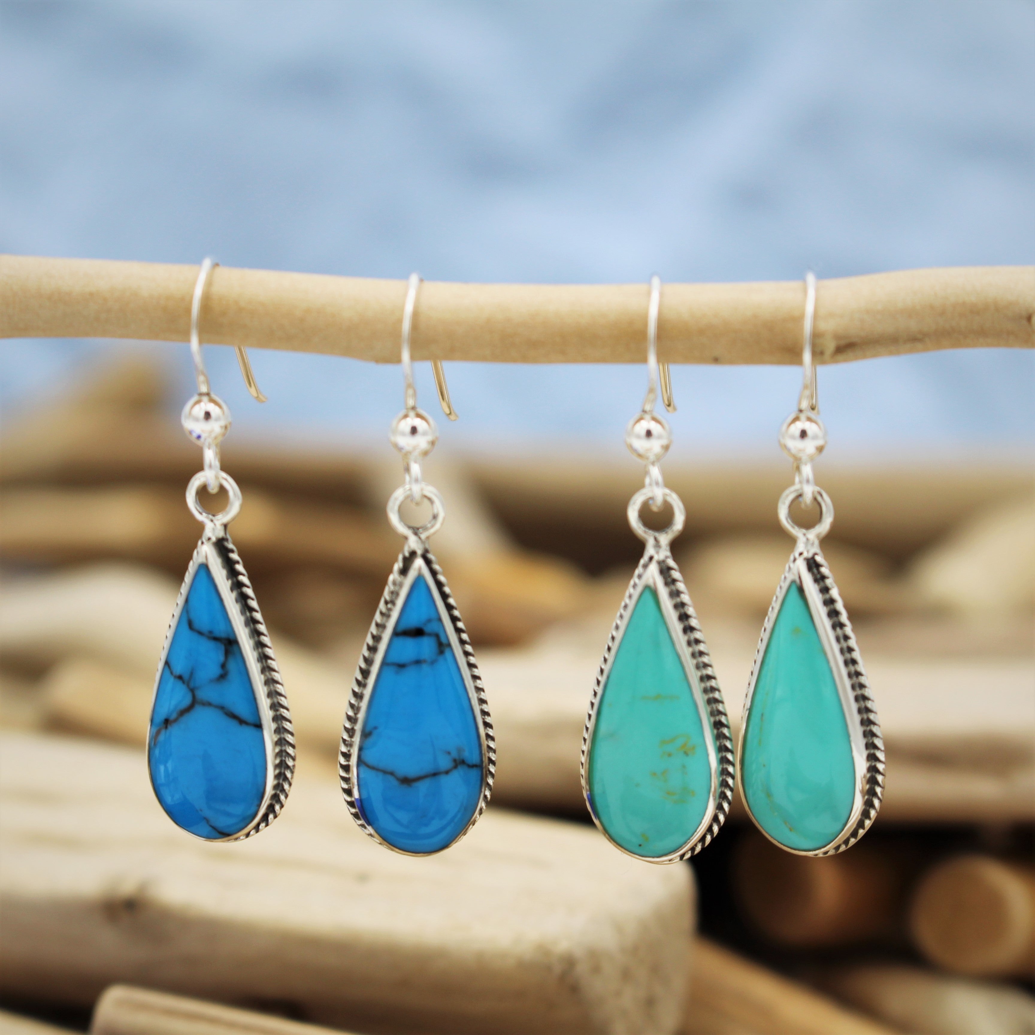 Silver Droplet Hook Earrings