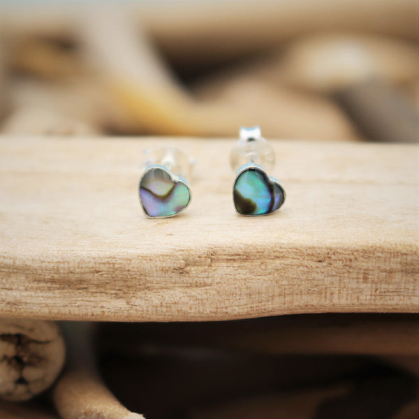 Abalone Heart Stud Earrings