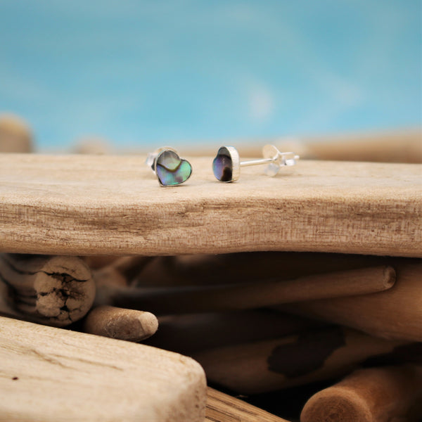 Abalone Heart Stud Earrings