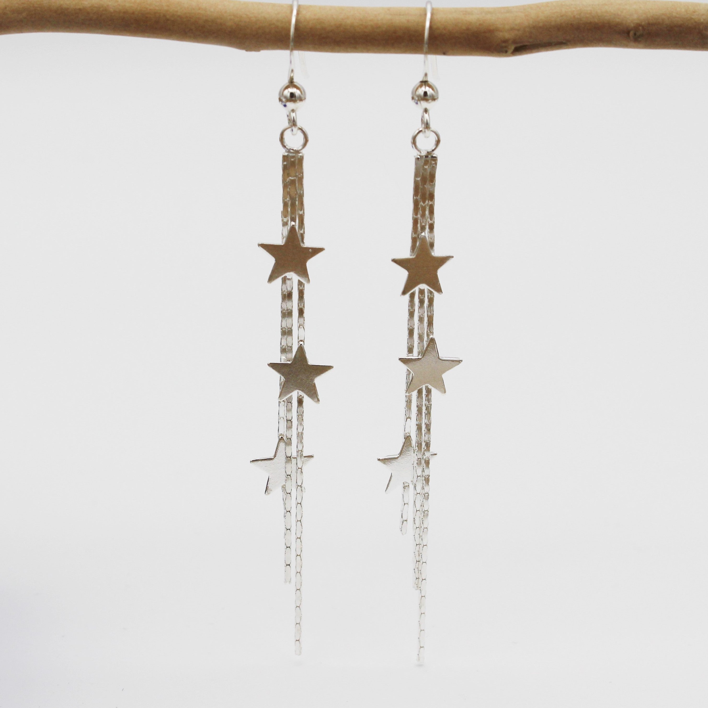 Silver Star Hook Earrings