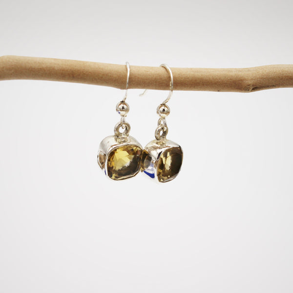 Silver and Citrine Hook Earrings