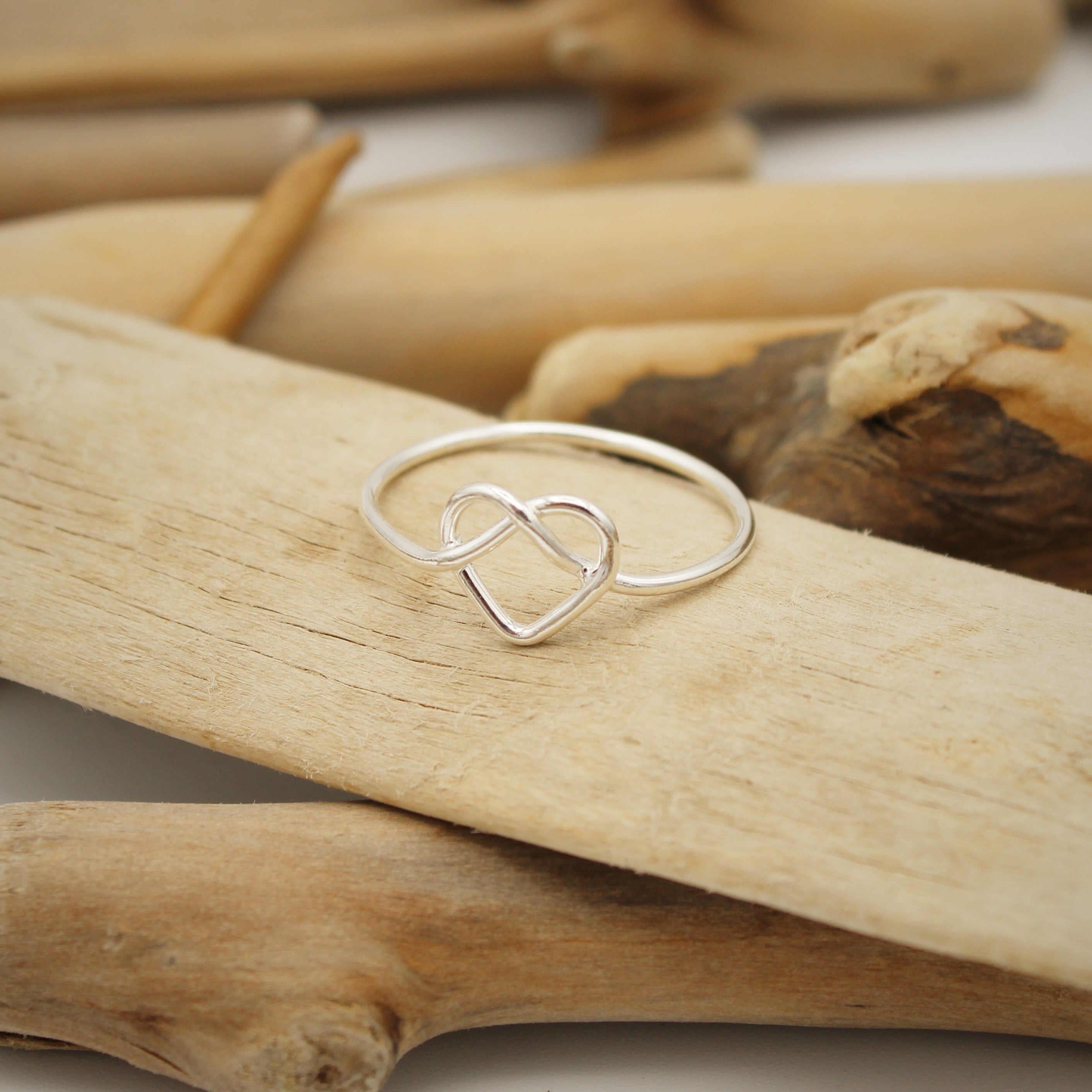 Silver Heart Knot Ring