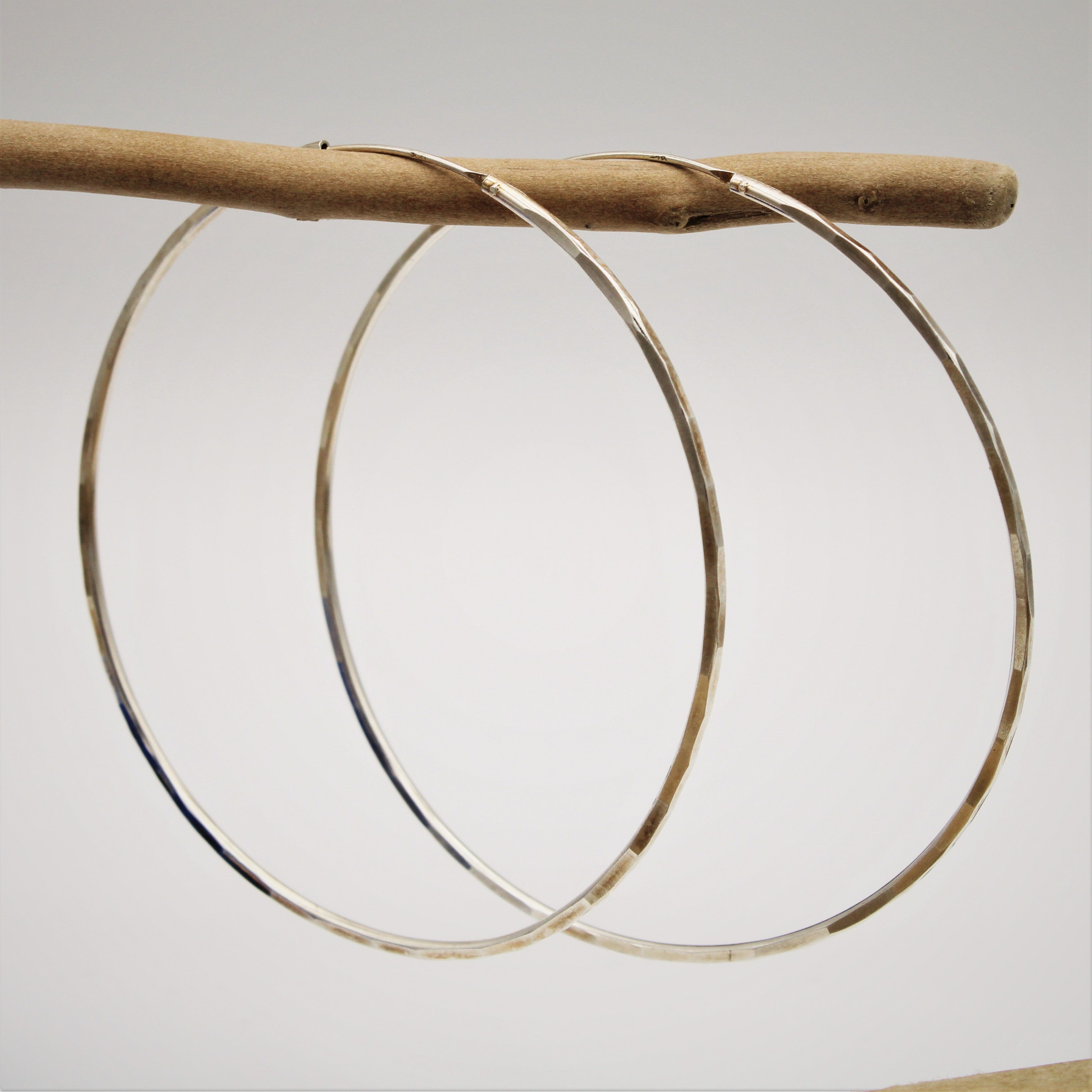 Silver Texture Hoop Earrings