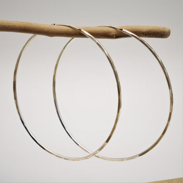 Silver Texture Hoop Earrings