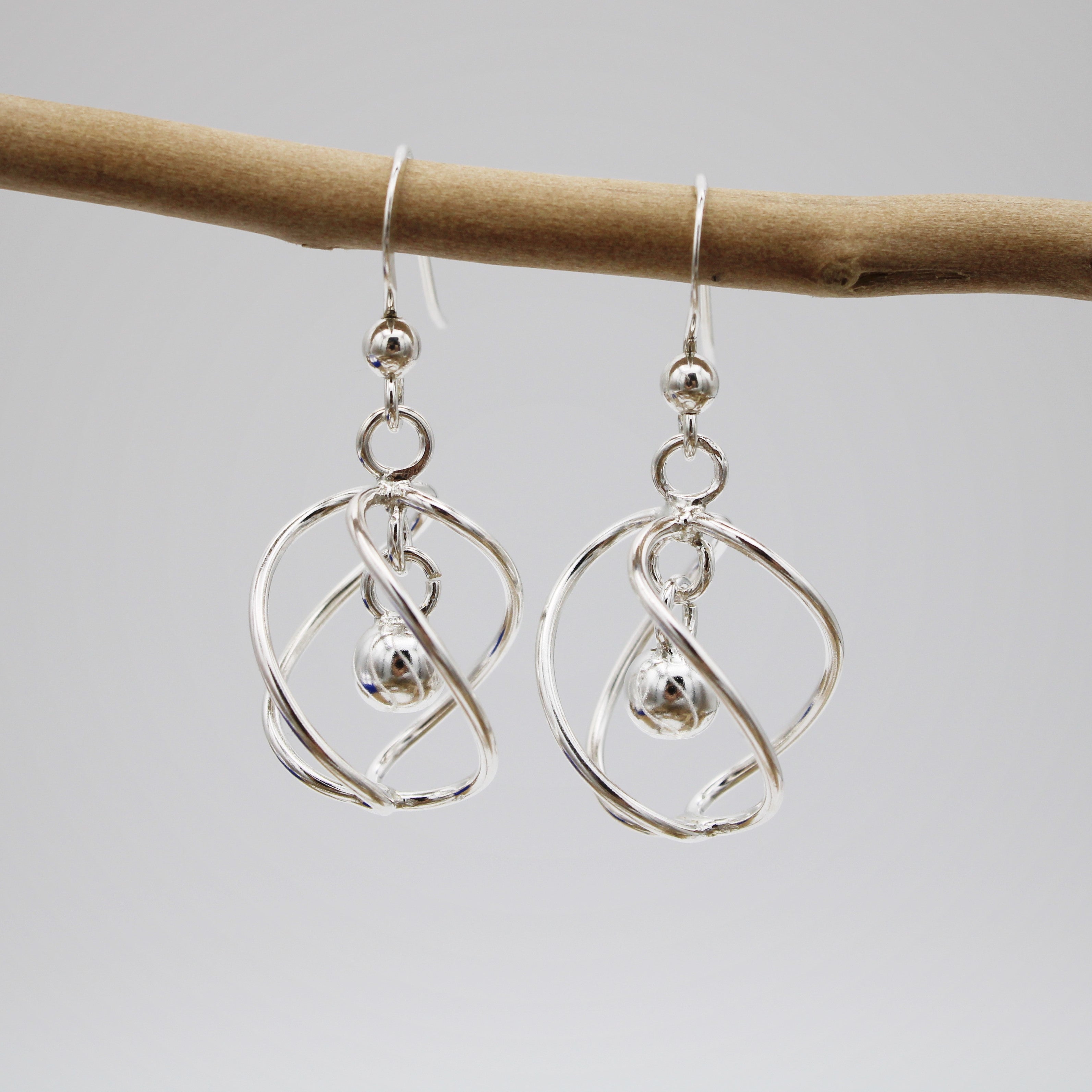 Silver Spiral Hook Earrings