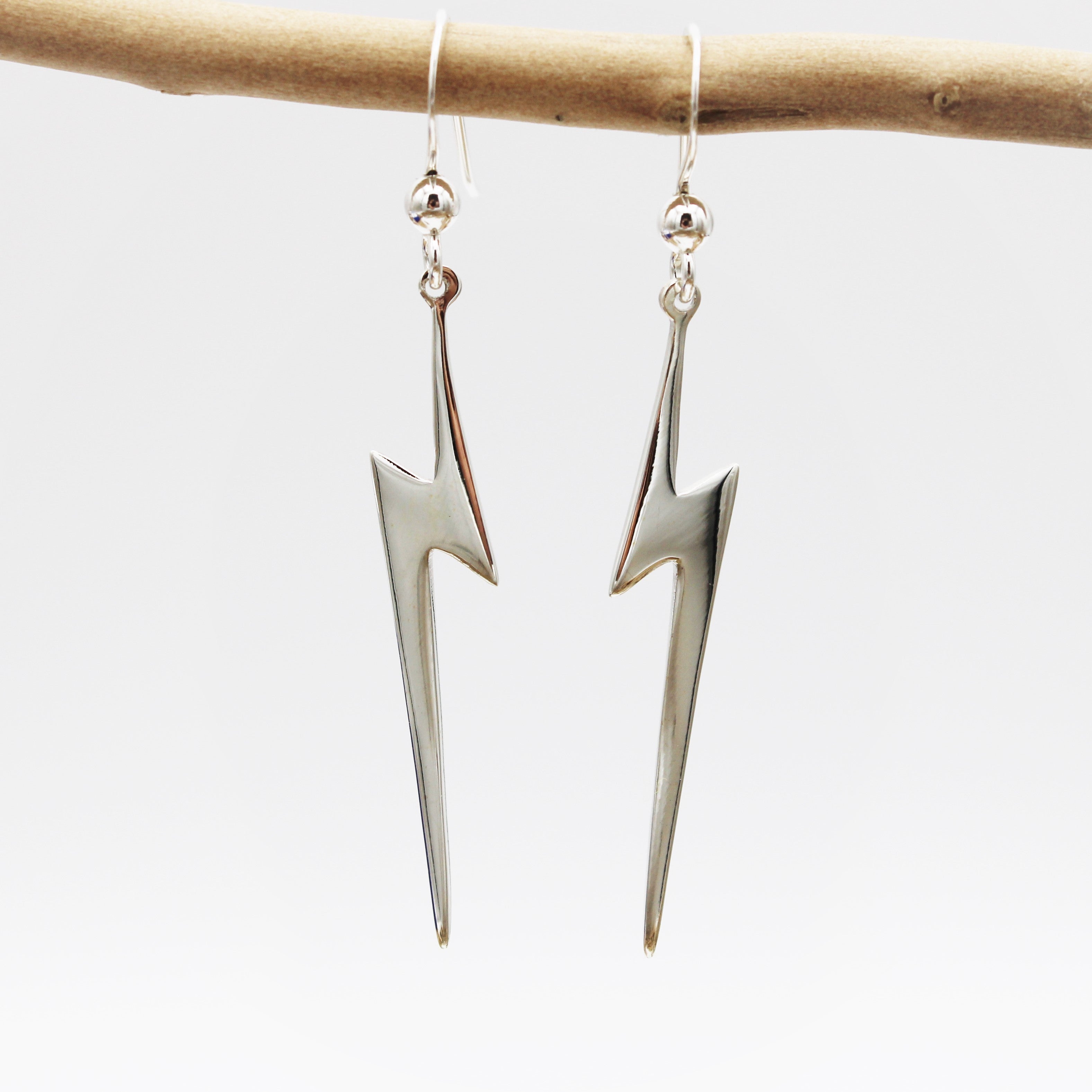 Silver Lightning Hook Earrings