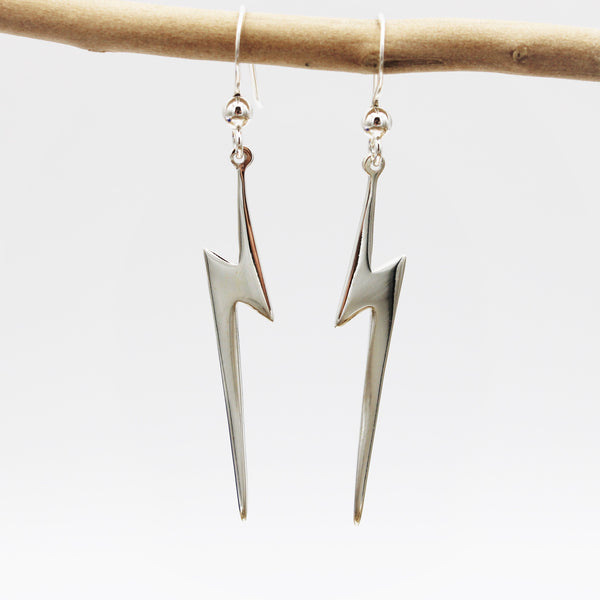 Silver Lightning Hook Earrings