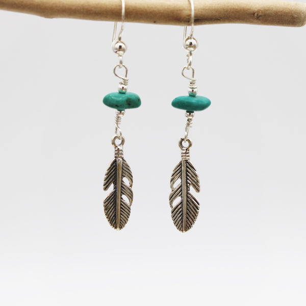 Silver Feather Hook Earrings