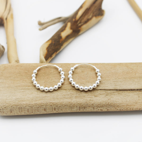 Silver Ball Hoop Earrings
