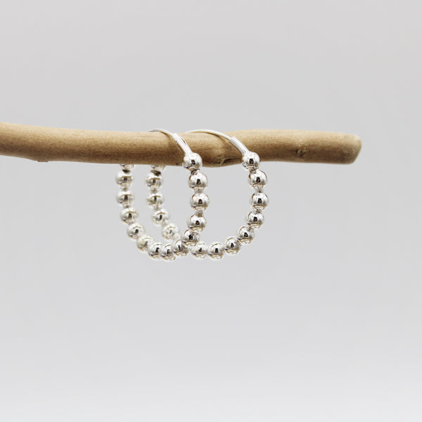 Silver Ball Hoop Earrings