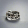 Sterling Silver Adjustable Oxidized Feather Ring