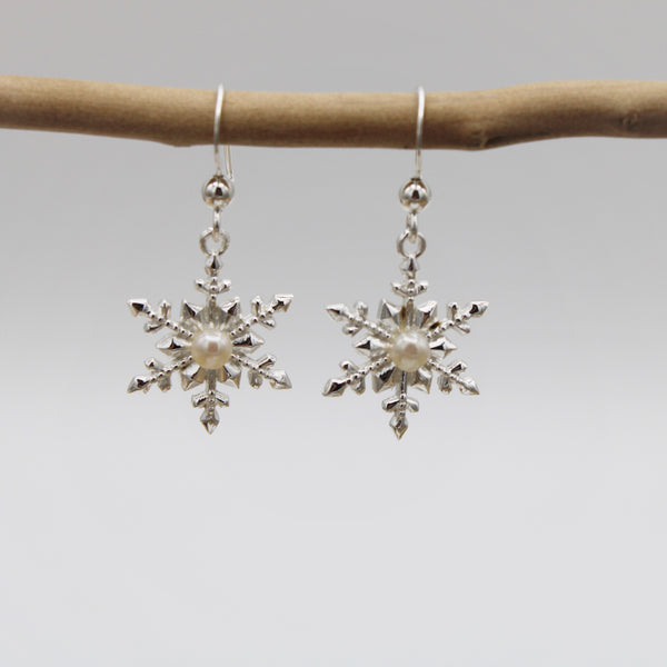 Silver Snowflake Hook Earrings