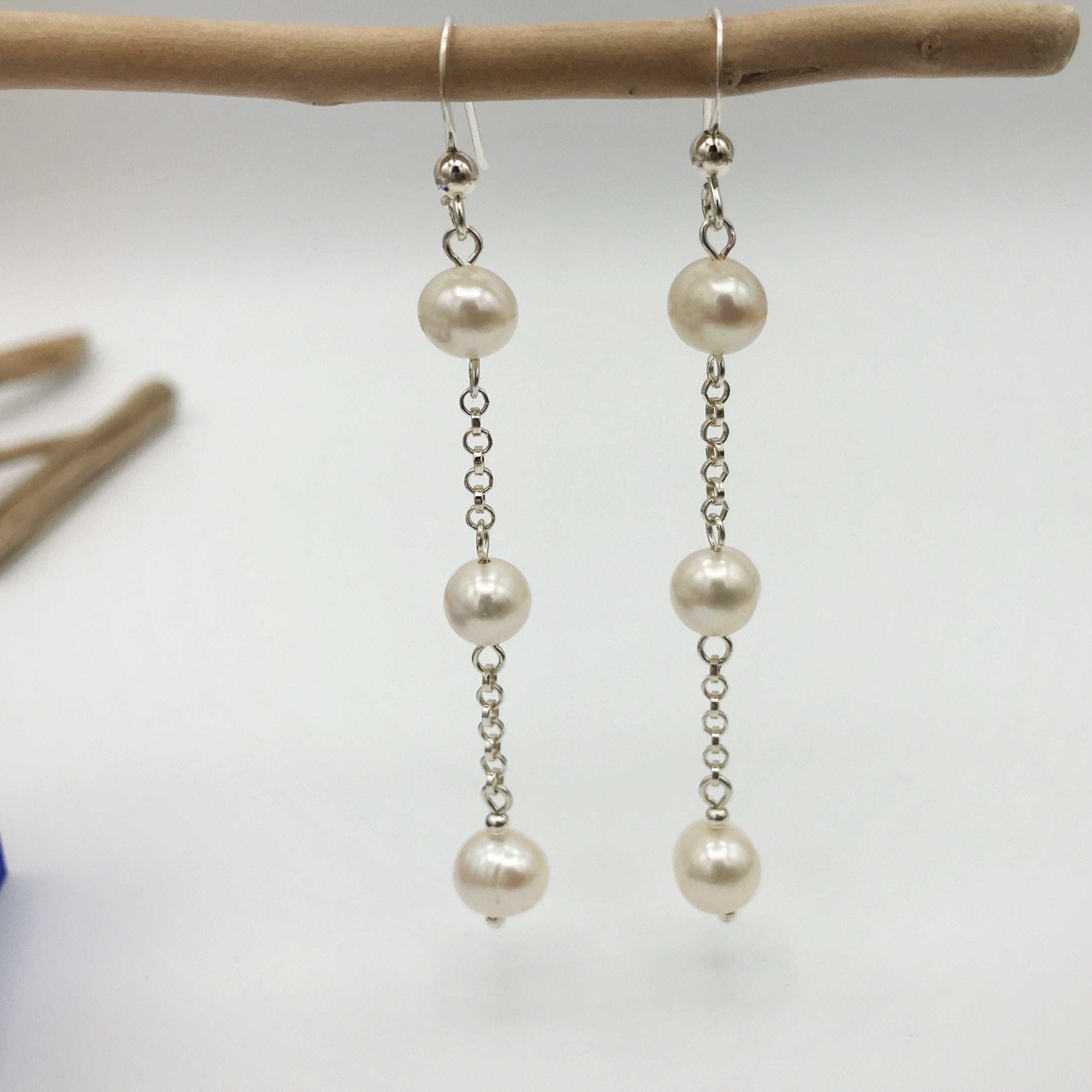 Silver and Pearl Hook Earrings