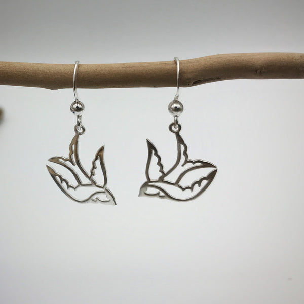 Silver Bird Hook Earrings