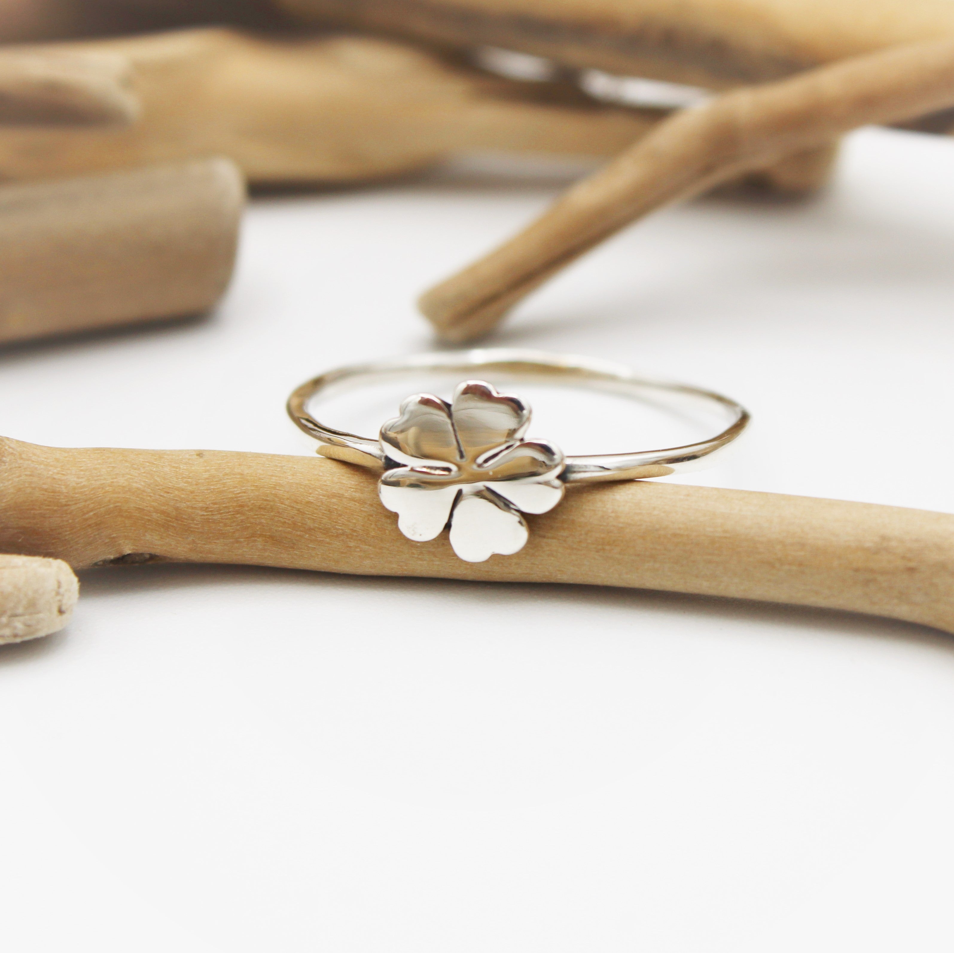 Silver Oxidized Flower Ring