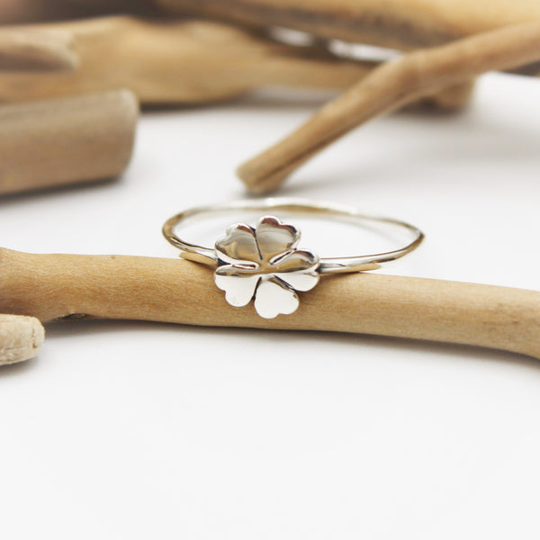 Silver Oxidized Flower Ring