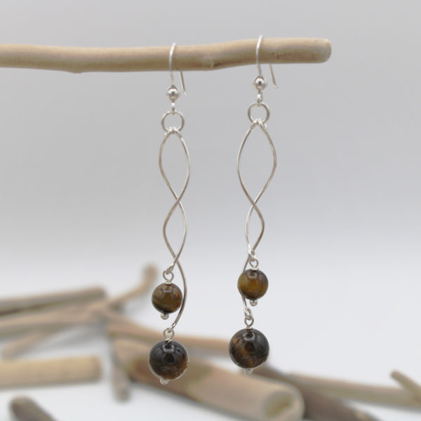 Silver Spiral Beaded Earrings