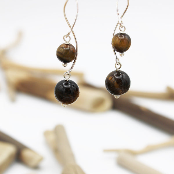 Silver Spiral Beaded Earrings