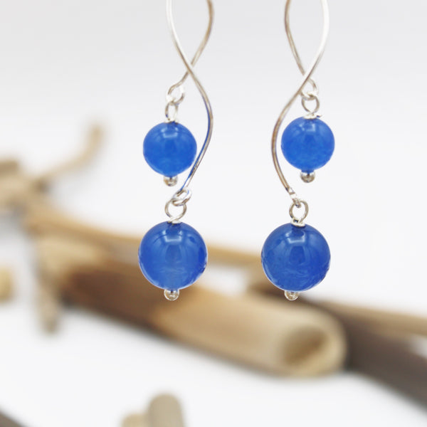 Silver Spiral Beaded Earrings